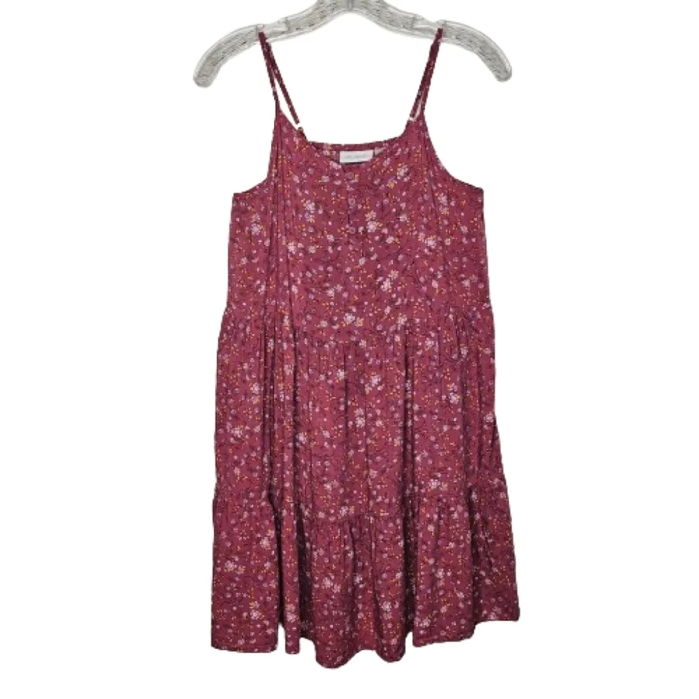 Girls Sundress Floral Pink Tiered Size 16 Boho Summer Dress Adjustable Straps - Picture 4 of 15